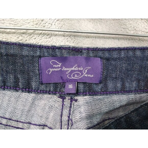 NYDJ Jeans Womens 16 Blue Denim Billie Mini Boot Cut Dark Wash Flap Pockets - Picture 7 of 11